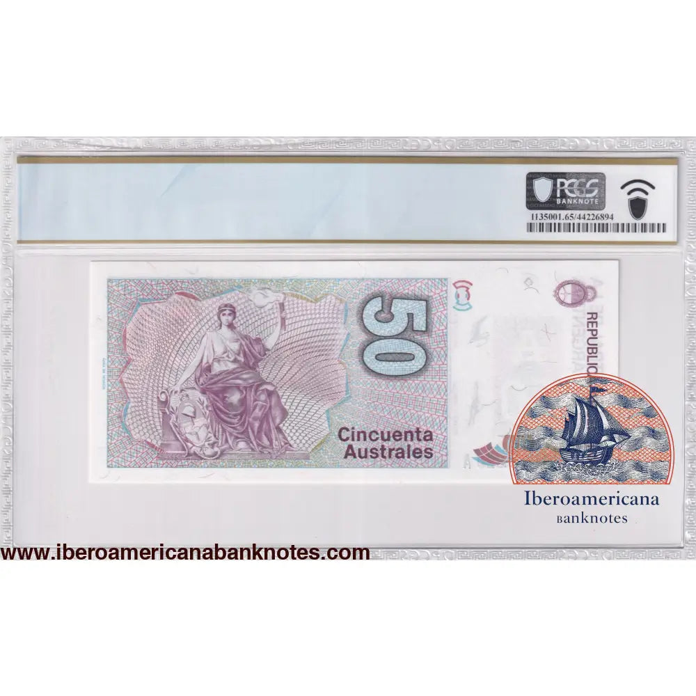 Argentina ND (1986-89) P-326b PCGS Gem UNC 65 PPQ 50 Australes