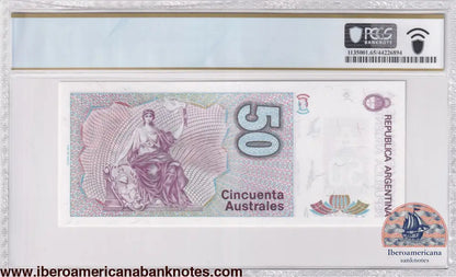 Argentina ND (1986-89) P-326b PCGS Gem UNC 65 PPQ 50 Australes