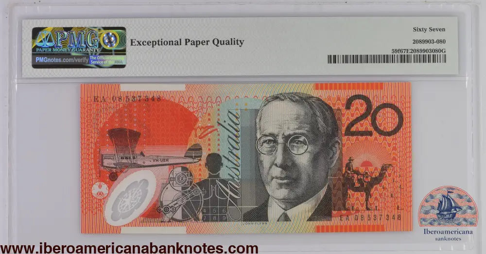 Australia 2008 P-59f PMG Superb Gem UNC 67 EPQ 20 Dollars