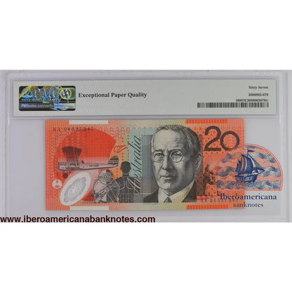 Australia 2008 P-59f PMG Superb Gem UNC 67 EPQ 20 Dollars