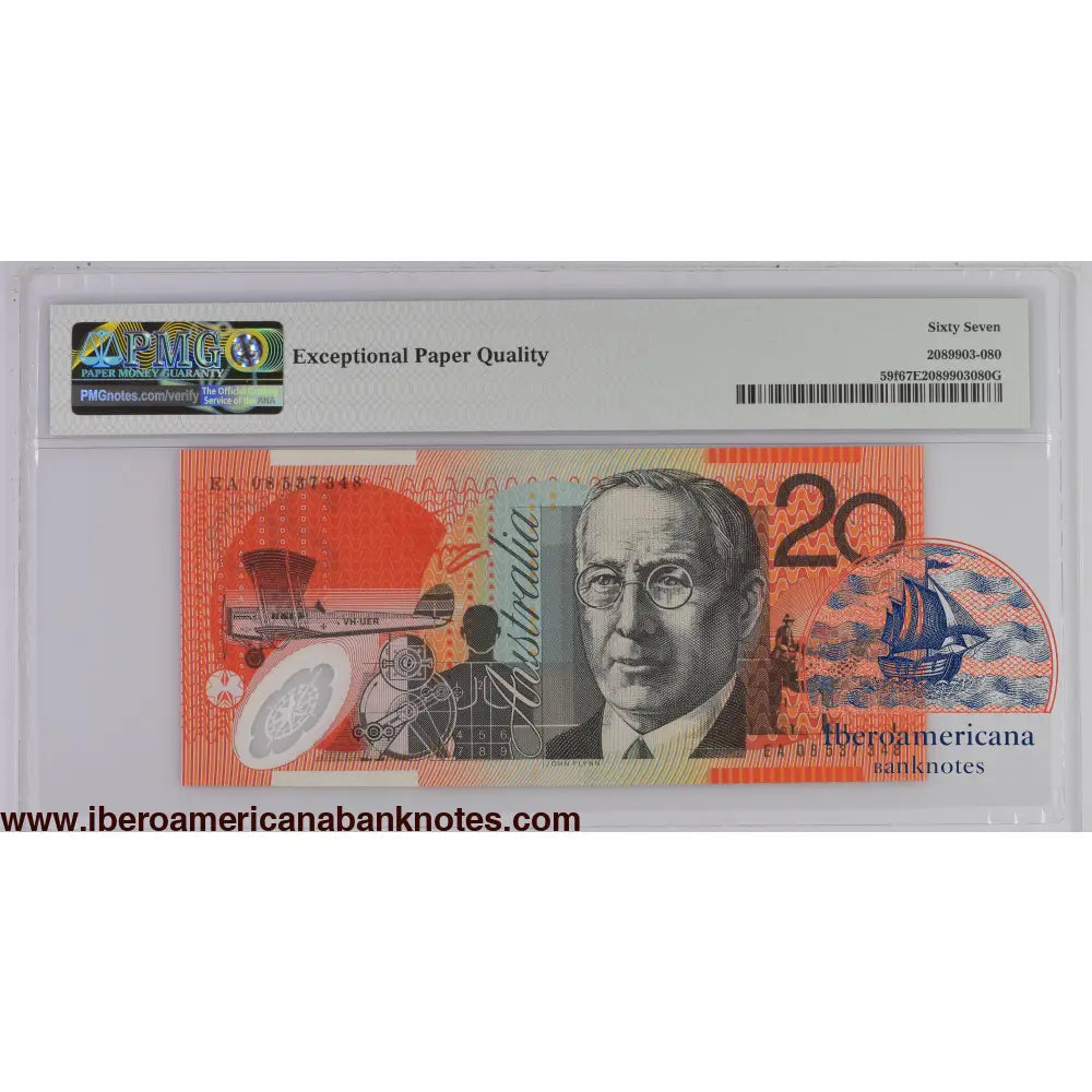 Australia 2008 P-59f PMG Superb Gem UNC 67 EPQ 20 Dollars