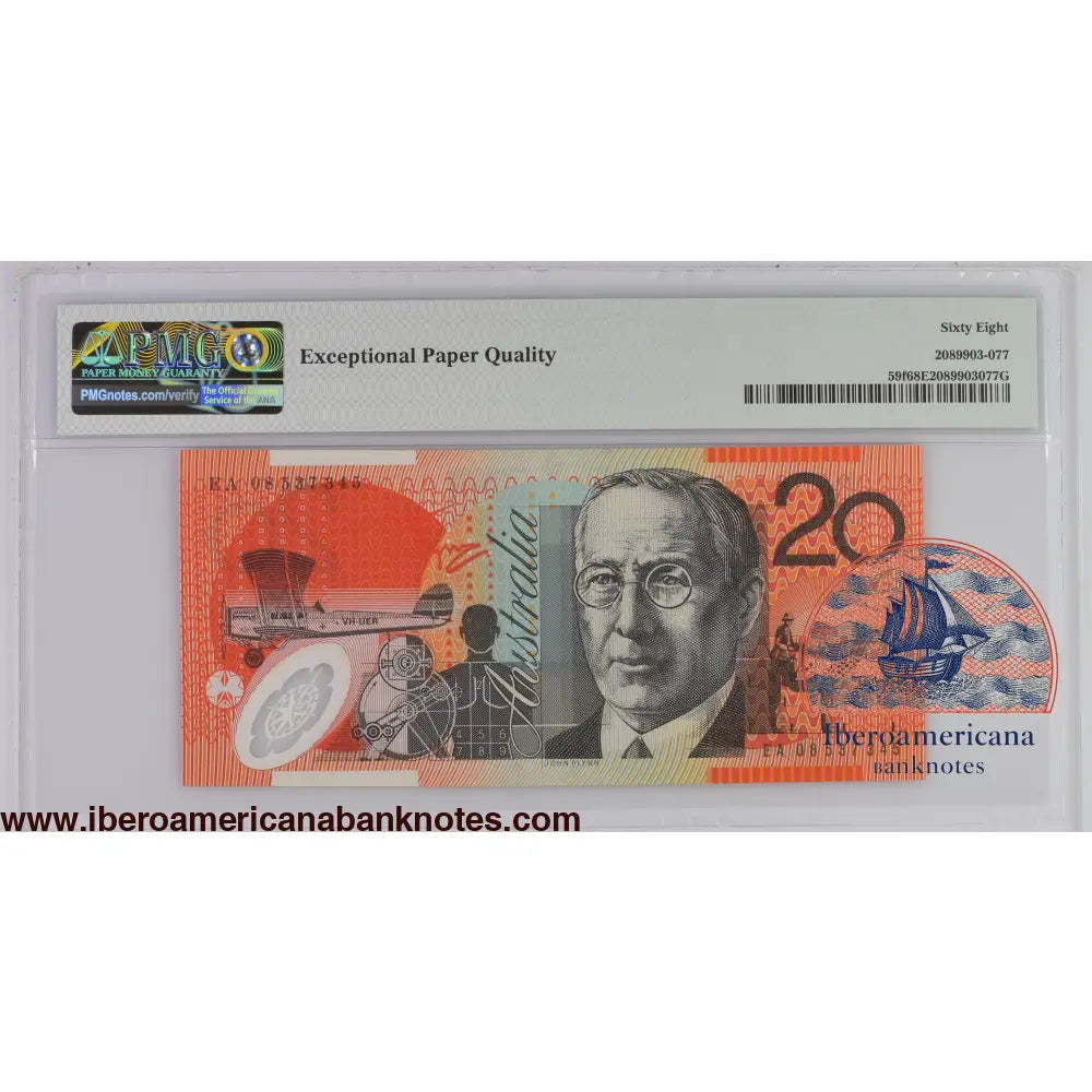 Australia 2008 P-59f PMG Superb Gem UNC 68 EPQ 20 Dollars