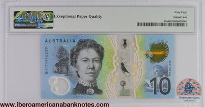 Australia 2017 P-63a PMG Superb Gem UNC 68 EPQ 10 Dollars