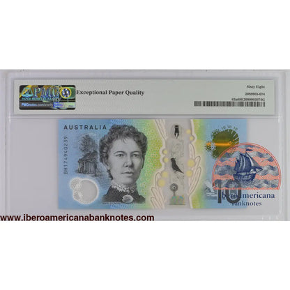 Australia 2017 P-63a PMG Superb Gem UNC 68 EPQ 10 Dollars