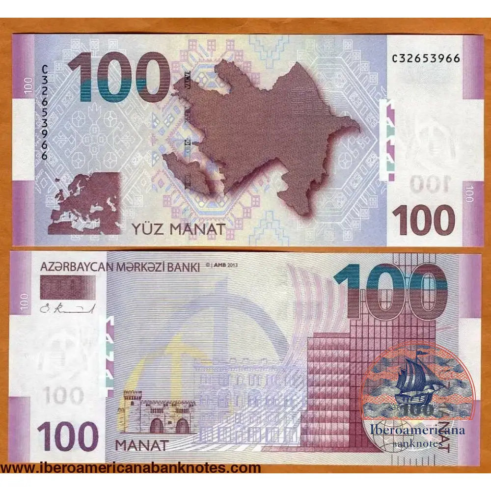 Azerbaijan 100 Manat 2013 P 36 UNC | Iberoamericana Banknotes