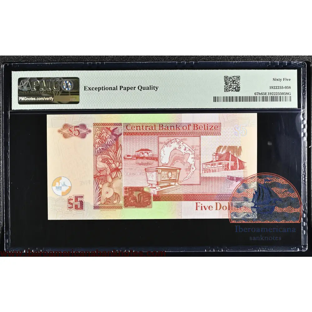 Belize 5 Dollars 2020 Pick67h PMG 65 EPQ