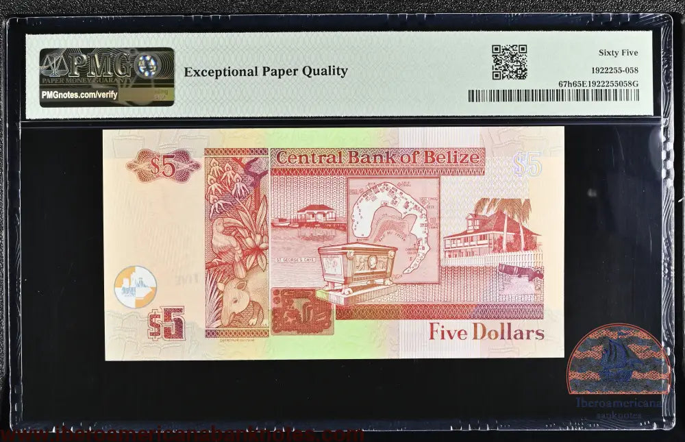 Belize 5 Dollars 2020 Pick67h PMG 65 EPQ