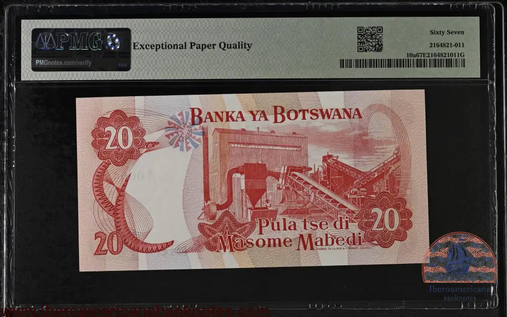 Botswana 20 Pula 1982 Pick 10a PMG 67EPQ