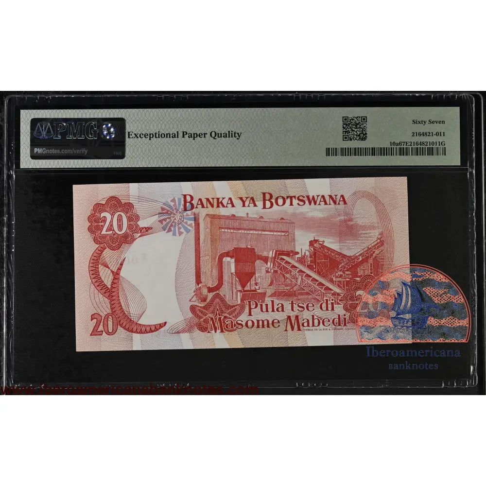 Botswana 20 Pula 1982 Pick 10a PMG 67EPQ