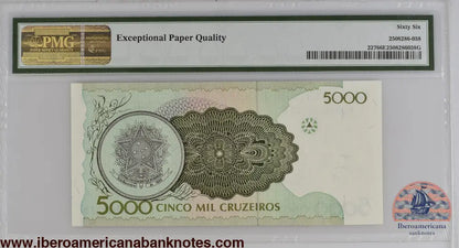 Brazil ND (1990) P-227 PMG Gem UNC 66 EPQ 5000 Cruzeiros