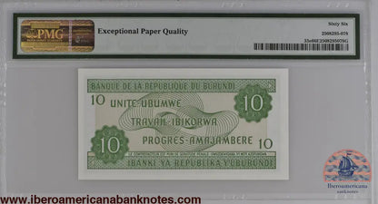Burundi 5.2.2005 P-33e PMG Gem UNC 66 EPQ 10 Francs