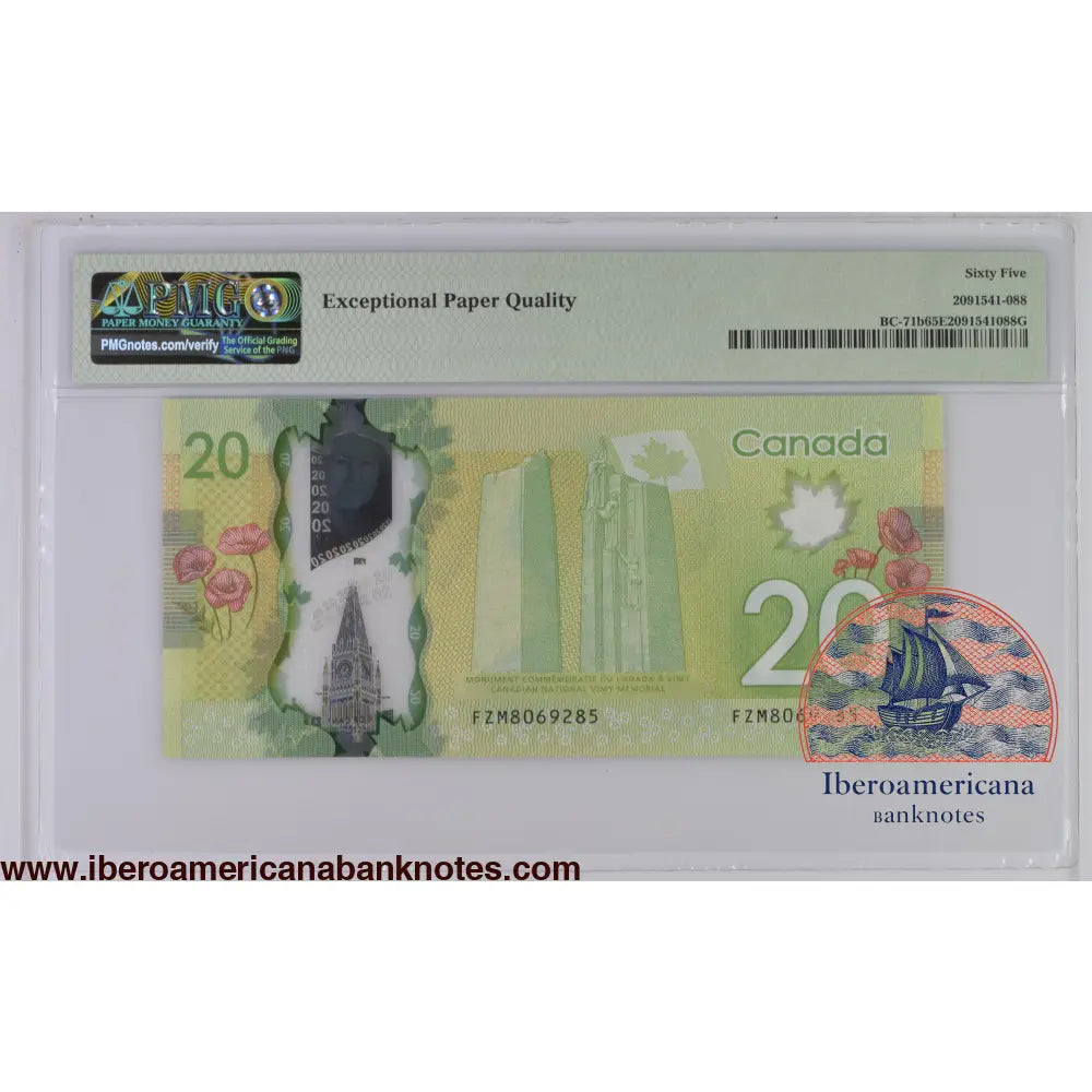 Canada 2012 BC-71b PMG Gem UNC 65 EPQ 20 Dollars