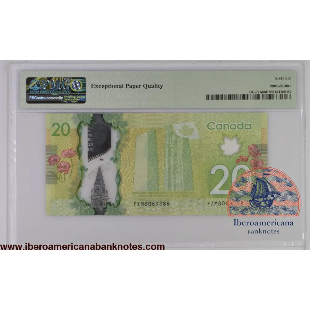 Canada 2012 BC-71b PMG Gem UNC 66 EPQ 20 Dollars