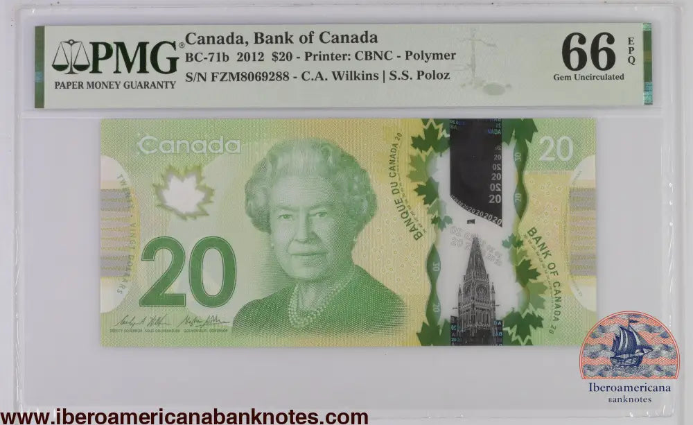 Canada 2012 BC-71b PMG Gem UNC 66 EPQ 20 Dollars