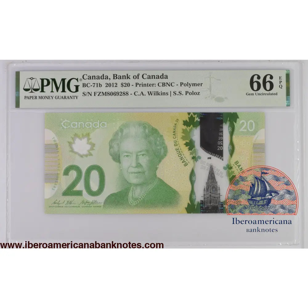 Canada 2012 BC-71b PMG Gem UNC 66 EPQ 20 Dollars