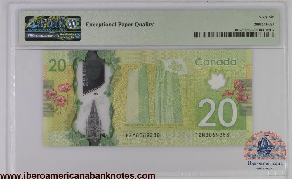 Canada 2012 BC-71b PMG Gem UNC 66 EPQ 20 Dollars