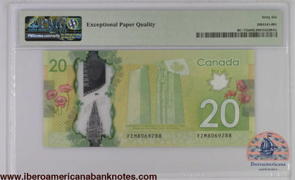Canada 2012 BC-71b PMG Gem UNC 66 EPQ 20 Dollars