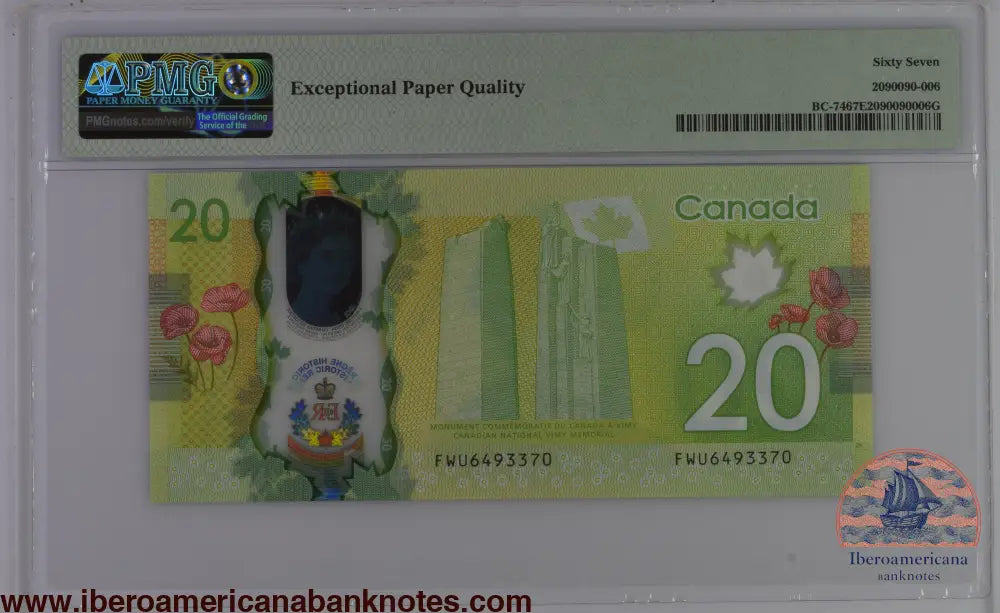 Canada 2015 BC-74 PMG Superb Gem UNC 67 EPQ 20 Dollars Commemorative