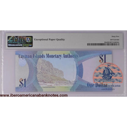 Cayman Islands 2014 P-38e PMG Gem UNC 65 EPQ 1 Dollar
