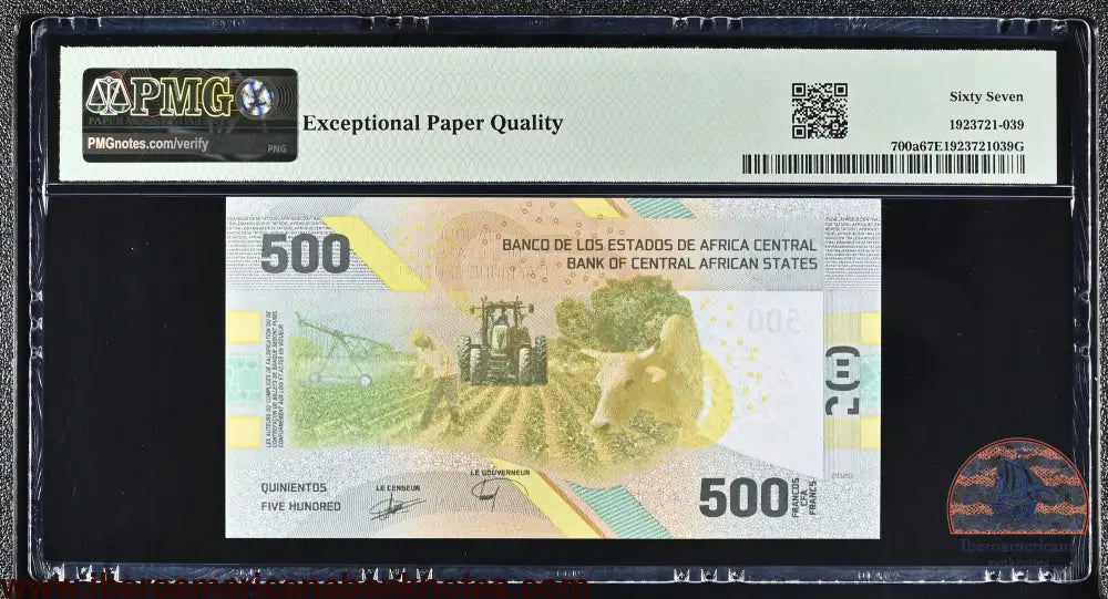 Central African States- CEMAC - 500 Francs 2020 (ND 2022) - Pick # 700a - PMG 67 EPQ