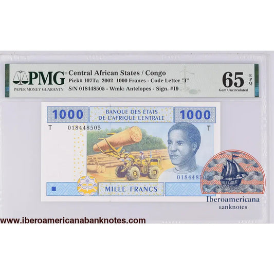 Central African States / Congo 2002 P-107Ta PMG Gem UNC 65 EPQ 1000