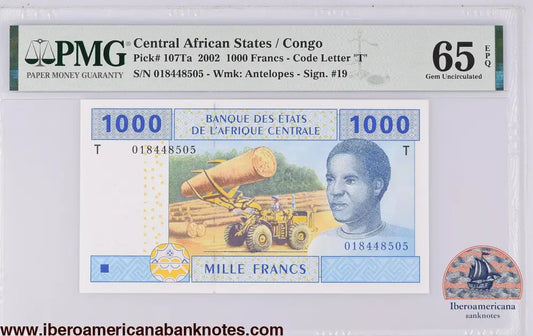 Central African States / Congo 2002 P-107Ta PMG Gem UNC 65 EPQ 1000