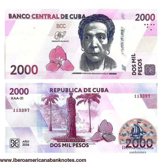 Cuba 2000 pesos 2026 UNC