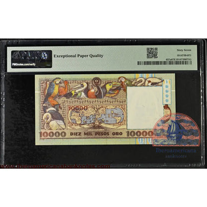 Colombia. 10000 Pesos 1992 P-437a First Date PMG 67 EPQ commemorative