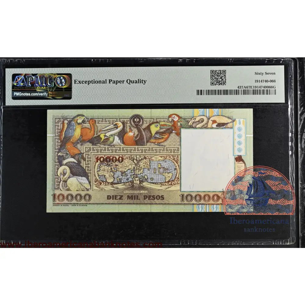 Colombia. 10000 Pesos 1994 P-437A PMG 67 EPQ