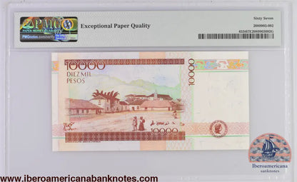 Colombia 3.8.2014 P-453t PMG Superb Gem UNC 67 EPQ 10,000 Pesos