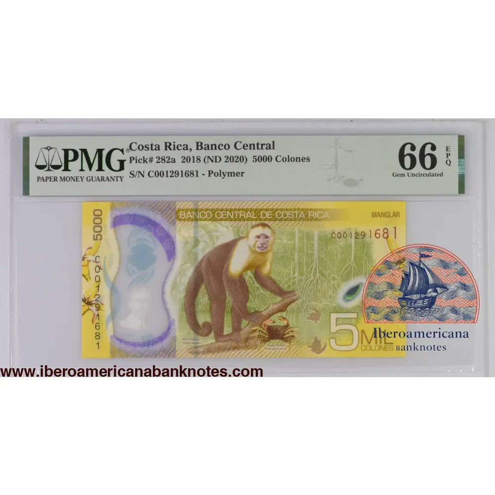 Costa Rica 2018 (ND 2020) P-282a PMG Gem UNC 66 EPQ 5000 Colones