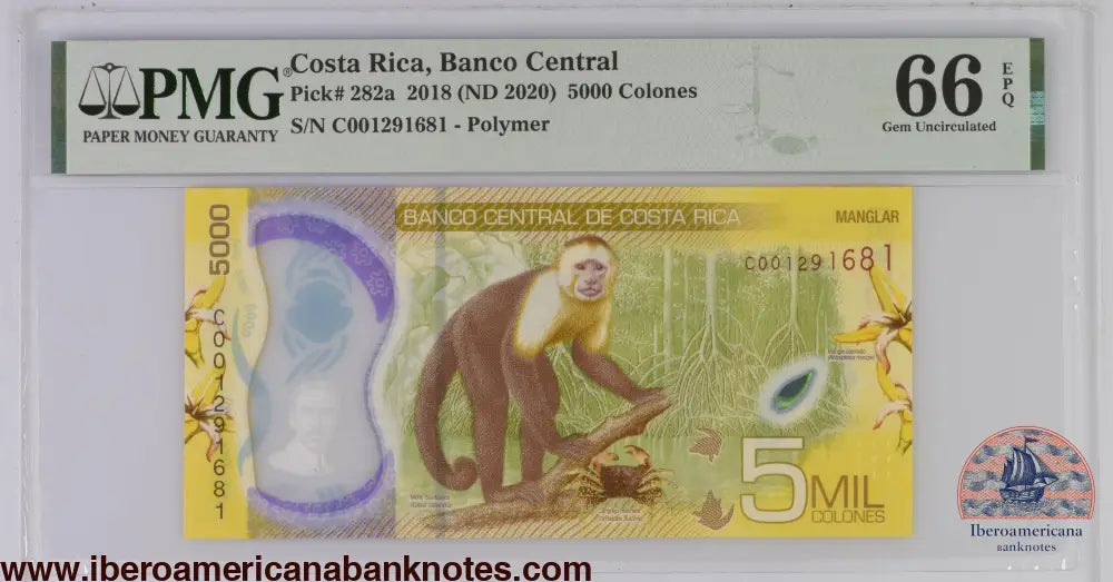 Costa Rica 2018 (ND 2020) P-282a PMG Gem UNC 66 EPQ 5000 Colones