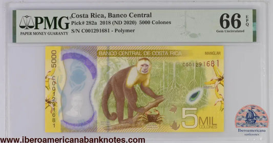 Costa Rica 2018 (ND 2020) P-282a PMG Gem UNC 66 EPQ 5000 Colones