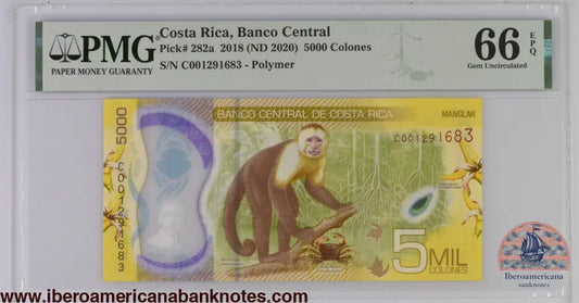 Costa Rica 2018 (ND 2020) P-282a PMG Gem UNC 66 EPQ 5000 Colones