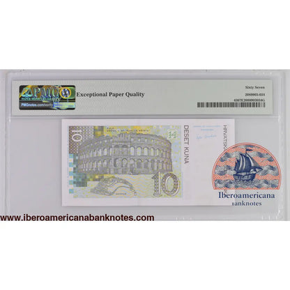 Croatia 30.5.2004 P-43 PMG Superb Gem UNC 67 EPQ 10 Kuna