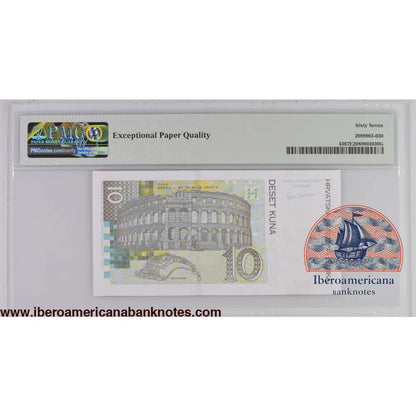 Croatia 30.5.2004 P-43 PMG Superb Gem UNC 67 EPQ 10 Kuna