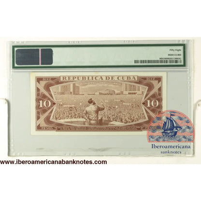 Cuba 1964 P-96b PMG Choice About UNC 58 10 Pesos