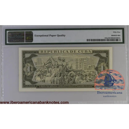 Cuba 1967 P-102a PMG About UNC 55 EPQ 1 Peso