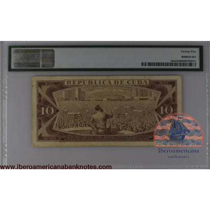 Cuba 1968 P-104a PMG Very Fine 25 10 Pesos