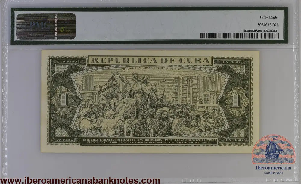Cuba 1972 P-102a PMG Choice About UNC 58 1 Peso