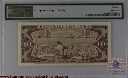 Cuba 1984 P-104c PMG Choice Extremely Fine 45 EPQ 10 Pesos