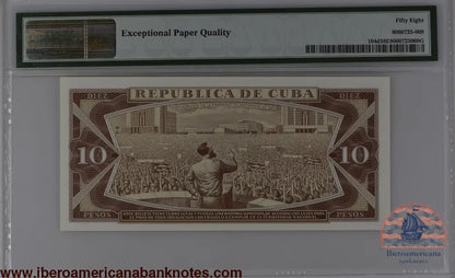 Cuba 1989 P-104d PMG Choice About UNC 58 EPQ 10 Pesos