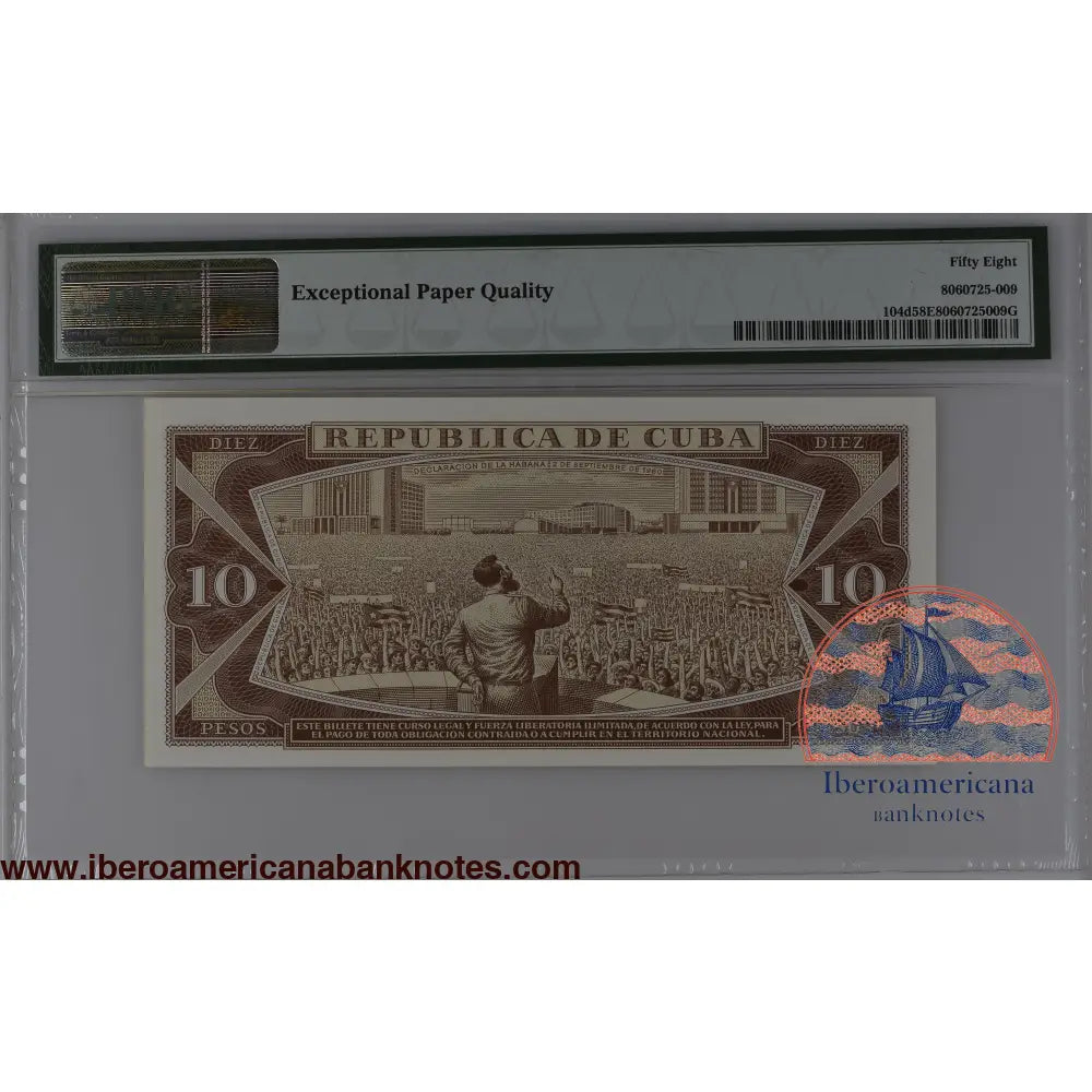 Cuba 1989 P-104d PMG Choice About UNC 58 EPQ 10 Pesos