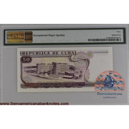 Cuba 1990 P-111 PMG Extremely Fine 40 EPQ 50 Pesos 3 digits