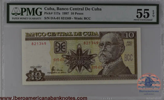 Cuba 1997 P-117a PMG About UNC 55 EPQ 10 Pesos