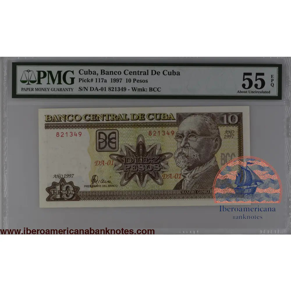 Cuba 1997 P-117a PMG About UNC 55 EPQ 10 Pesos