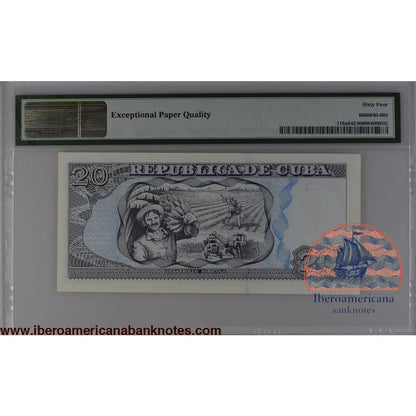 Cuba 1998 P-118a PMG Choice UNC 64 EPQ 20 Pesos