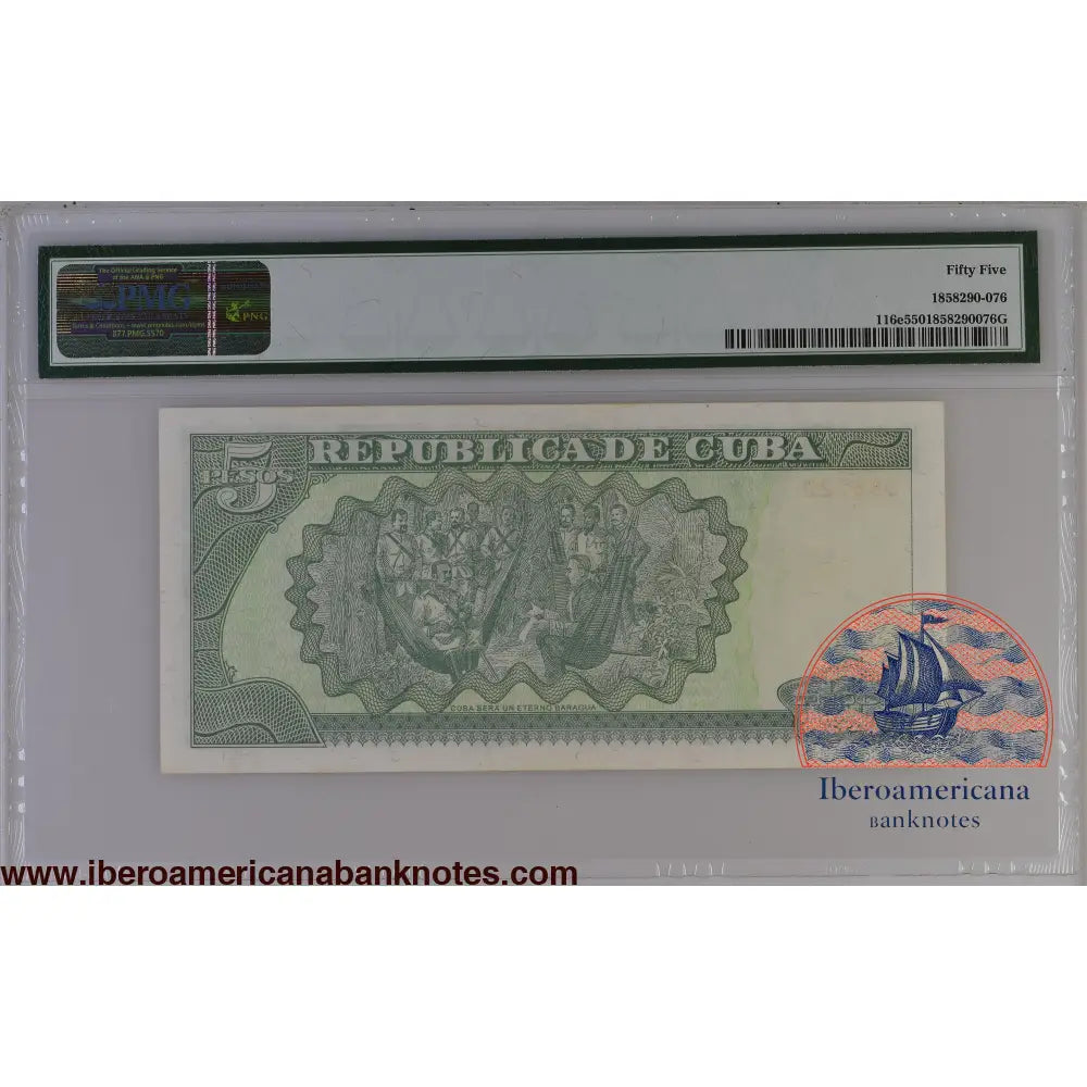 Cuba 2002 P-116e PMG About UNC 55 5 Pesos