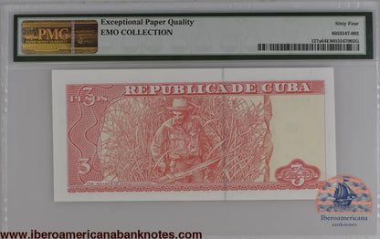 Cuba 2004 P-127a PMG Choice UNC 64 EPQ 3 Pesos commemorative