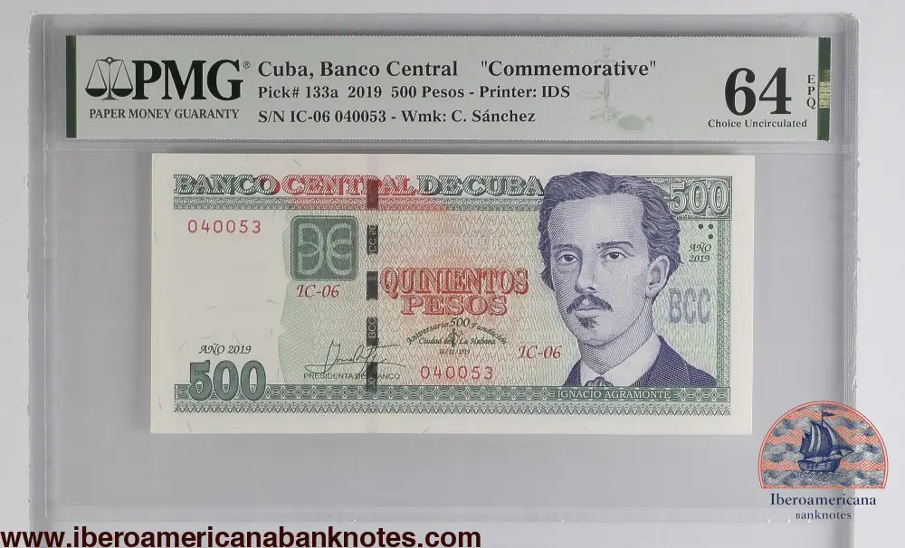 Cuba. 500 Pesos 2019 Commemorative P 133a Grade PMG 64 EPQ